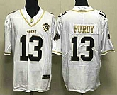 Men's San Francisco 49ers #13 Brock Purdy White Gold With 75th Anniversary Patch Stitched Jersey,baseball caps,new era cap wholesale,wholesale hats